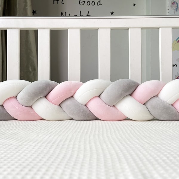 Geflochtene Bettschlange Grau Rosa Weiß | Meine Bettschlange