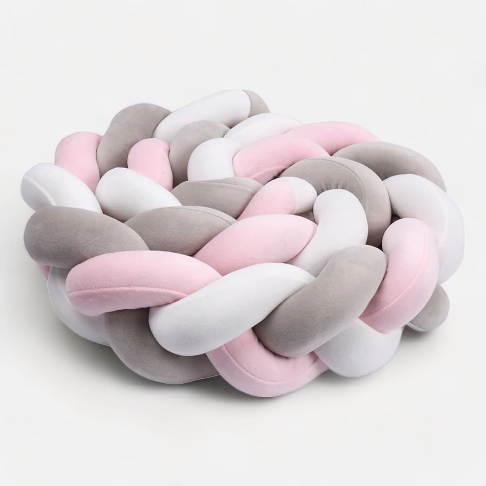 Geflochtene Bettschlange Grau Rosa Weiß | Meine Bettschlange 3 Stränge / Länge: 100 cm