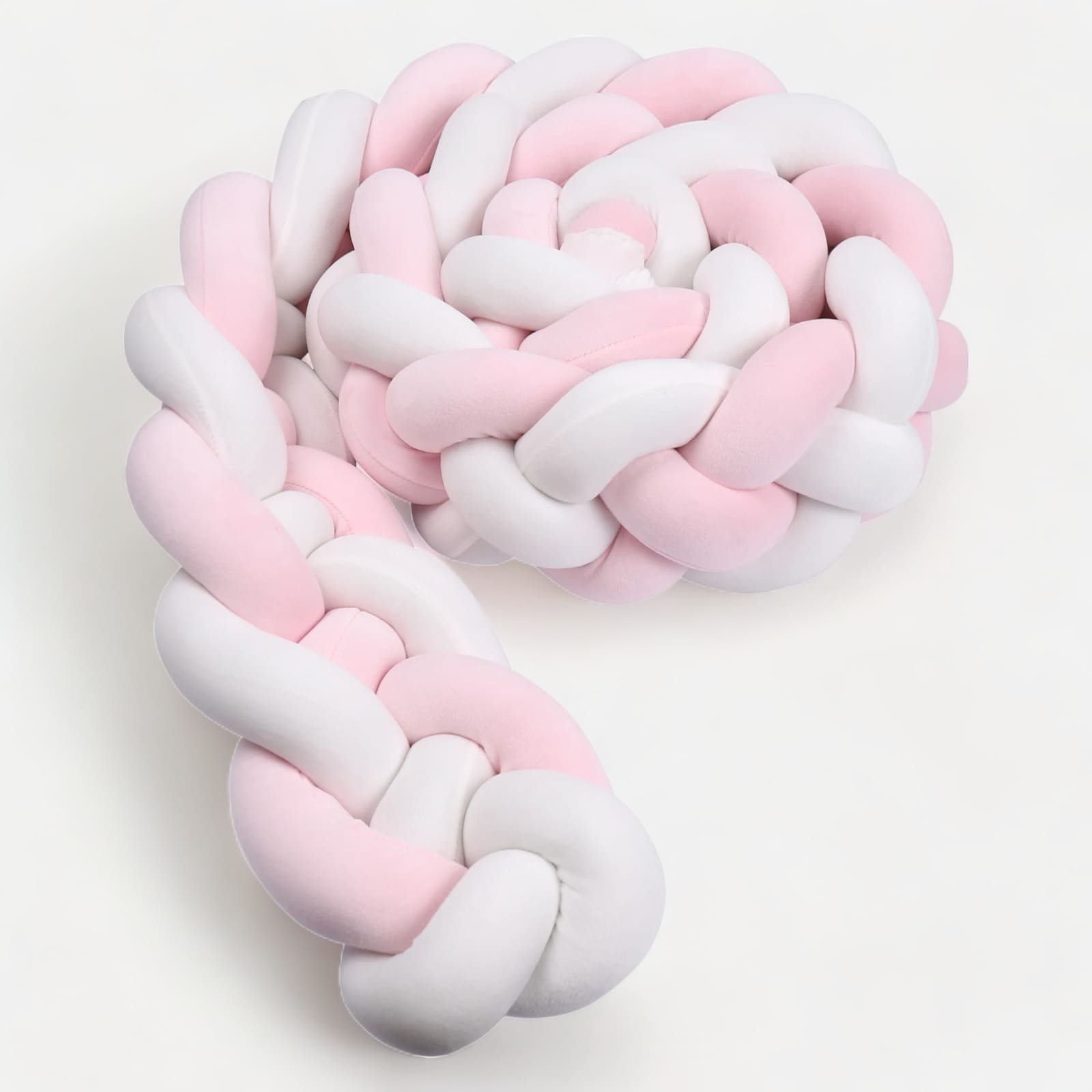 Geflochtene Bettschlange Rosa Weiß | Meine Bettschlange 4 Stränge / Länge: 100 cm