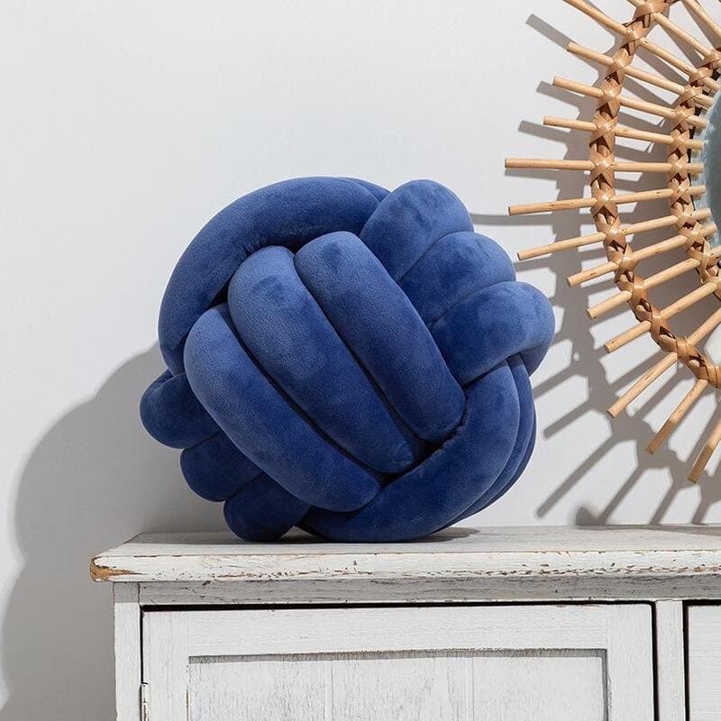 Geflochtenes Knotenkissen | Meine Bettschlange Blau / 22 cm