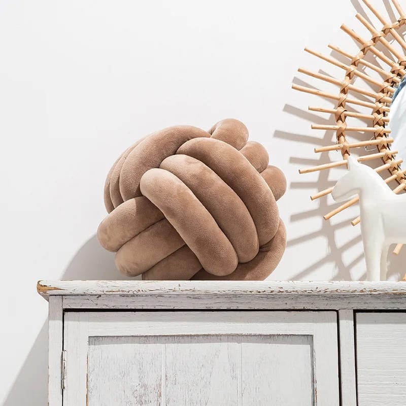 Geflochtenes Knotenkissen | Meine Bettschlange Braun / 22 cm