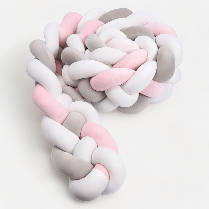 Geflochtene Bettschlange Grau Rosa Weiß | Meine Bettschlange 4 Stränge / Länge: 100 cm