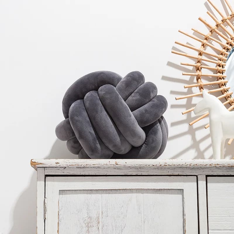 Geflochtenes Knotenkissen | Meine Bettschlange Dunkelgrau / 22 cm
