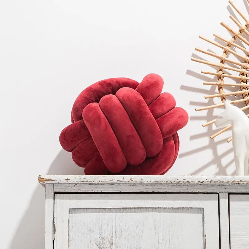 Geflochtenes Knotenkissen | Meine Bettschlange Rot / 22 cm