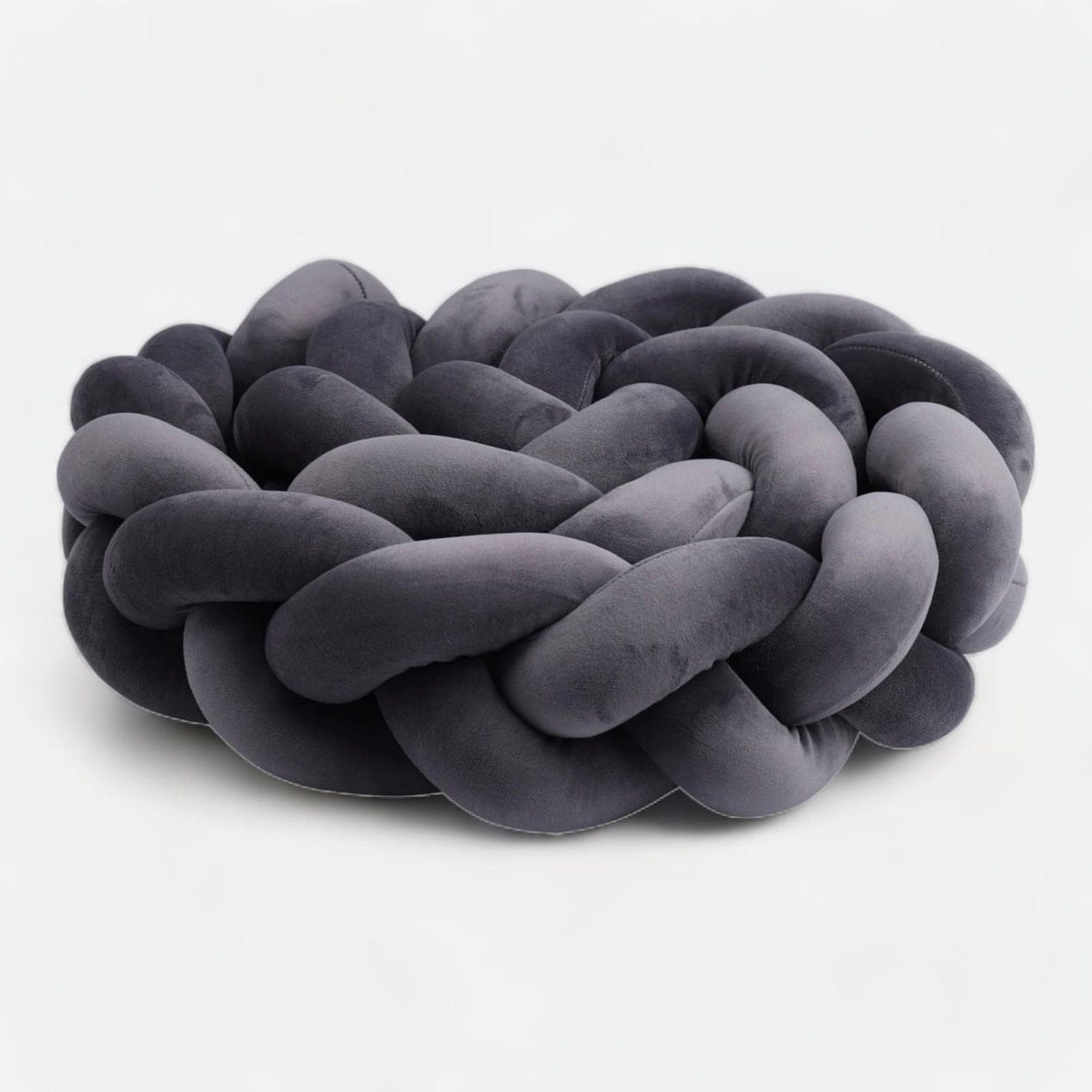 Graue Geflochtene Bettschlange | Meine Bettschlange 3 Stränge / Länge 100 cm / Dunkelgrau