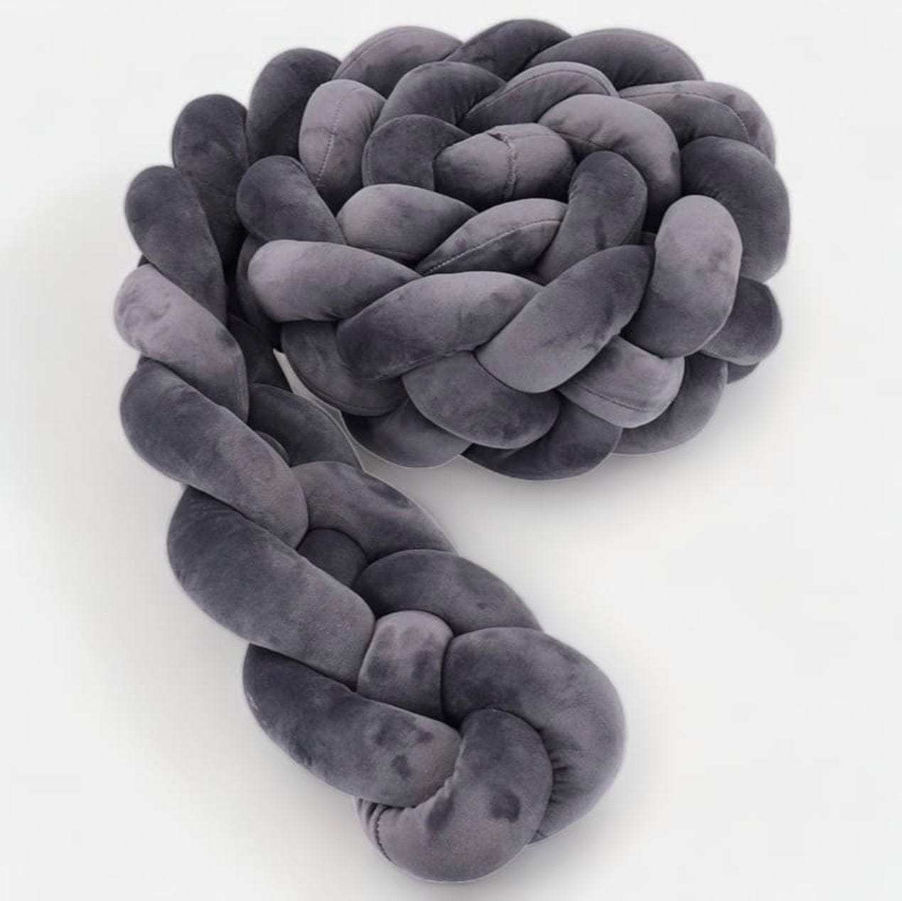 Graue Geflochtene Bettschlange | Meine Bettschlange 4 Stränge / Länge 100 cm / Dunkelgrau