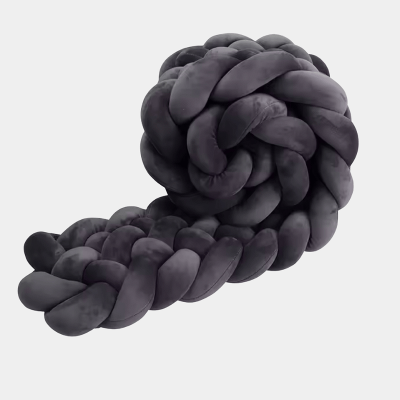 Graue Geflochtene Bettschlange | Meine Bettschlange 6 Stränge / 200 cm / Dunkelgrau